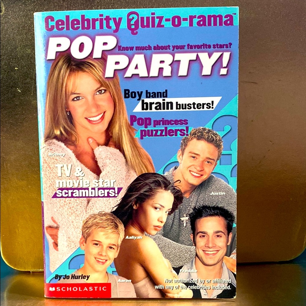 Britney Spears, Justin Celebrity Quiz-O-Rama Pop Party! vintage 2000 Paperback